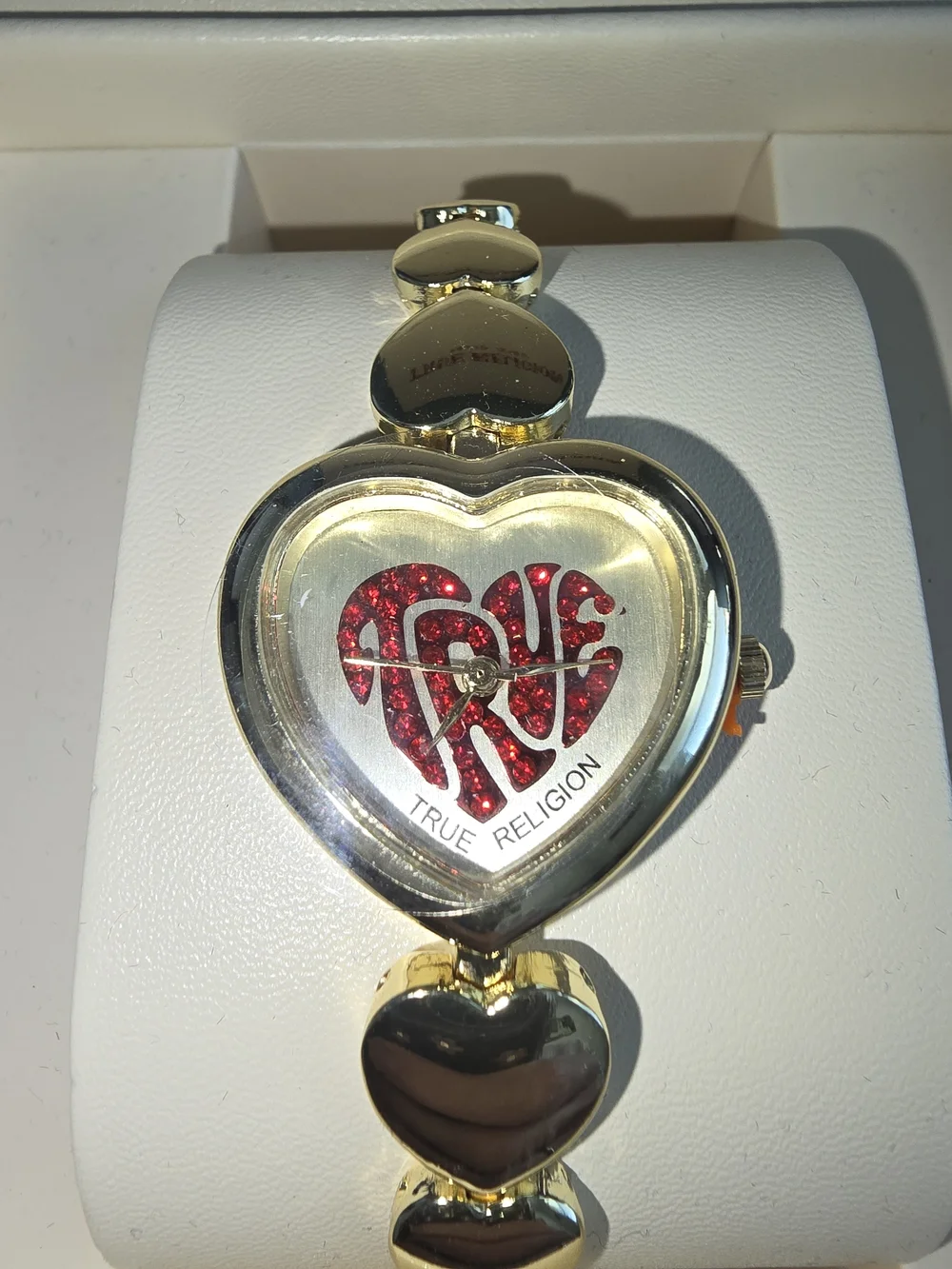 True Religion Gold Heart ❤️ Bracelet Watch - Red Accent Dial, Brand New in Box!